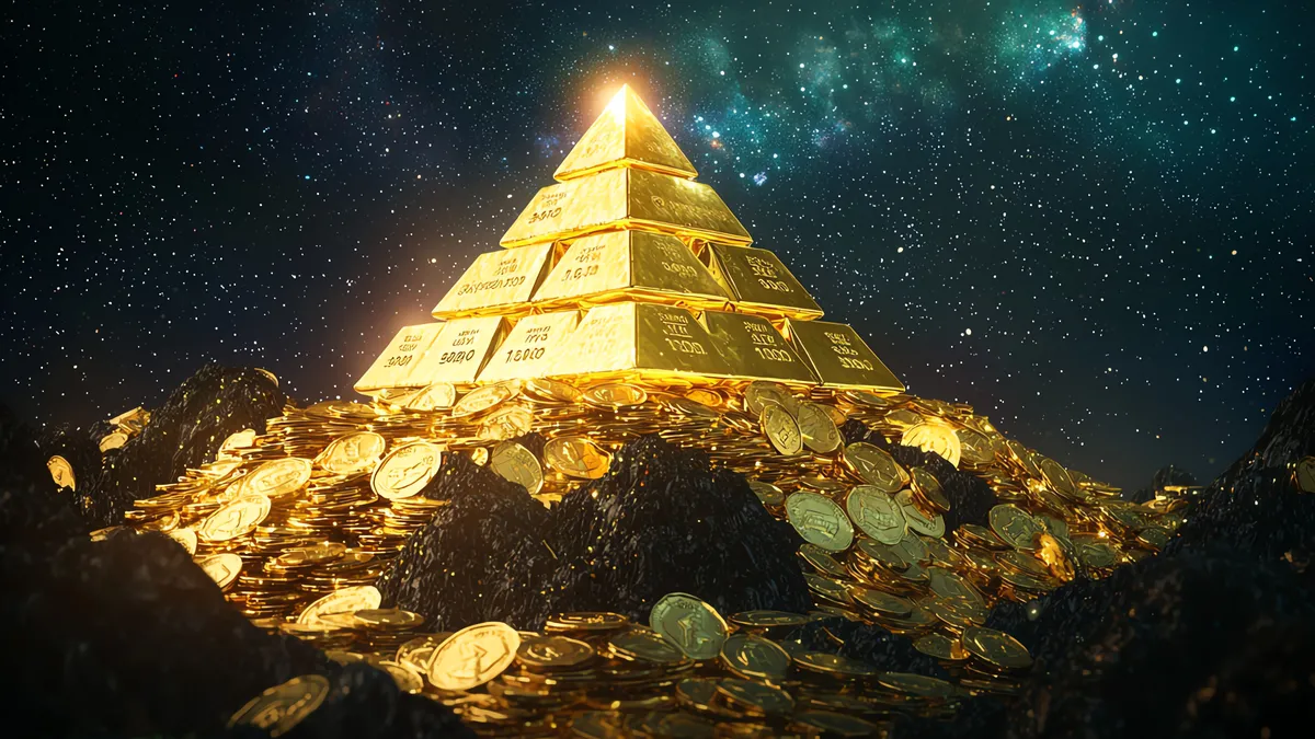 2nd house astrology: gold coins under starry sky illustration for this article