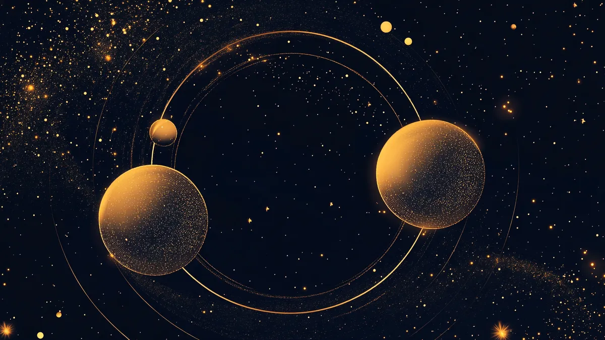 financial freedom: golden planets night sky illustration