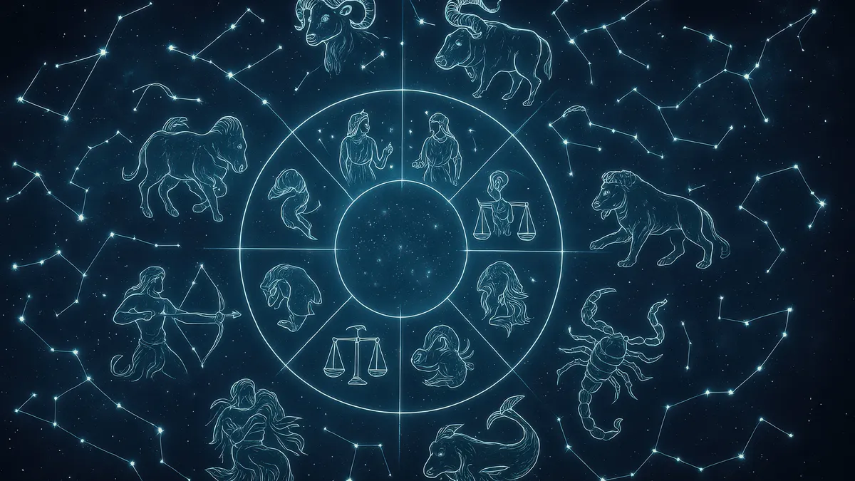 financial freedom: zodiac wheel constellations illustration