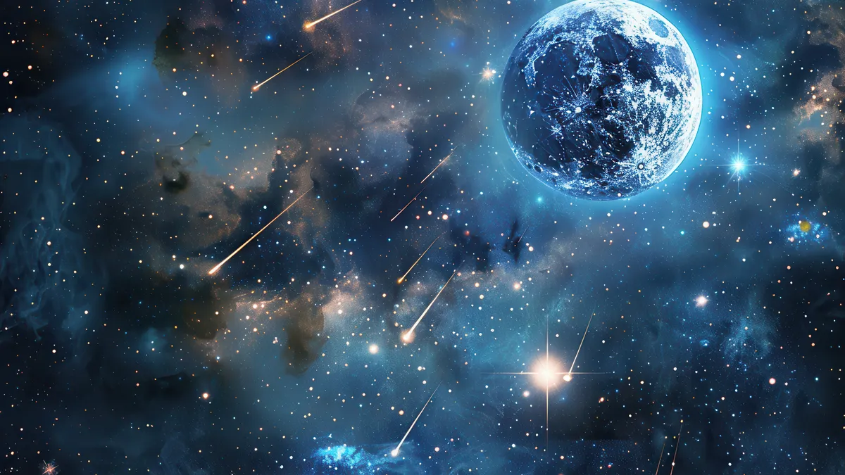 money astrology: planets and constellations night sky illustration