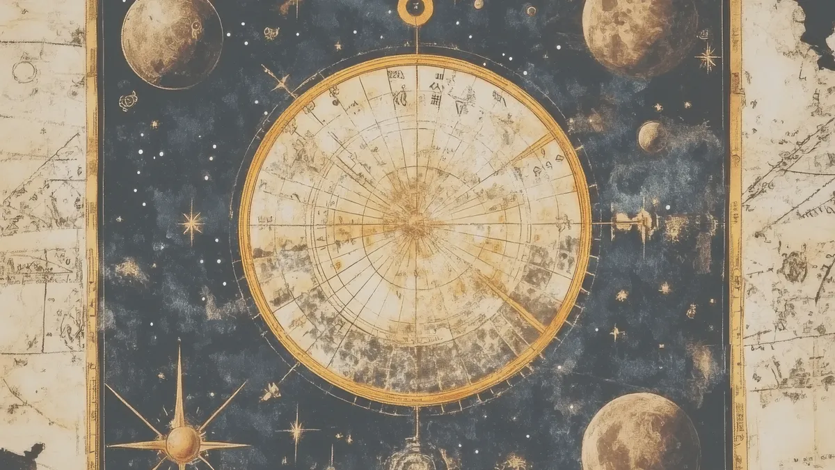 money personality test: planets and birth chart diagram illustration