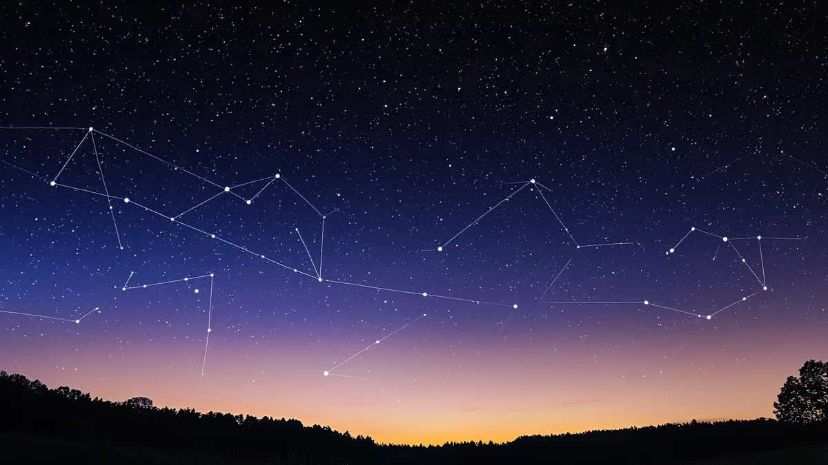 part of fortune calculator: night sky constellations illustration
